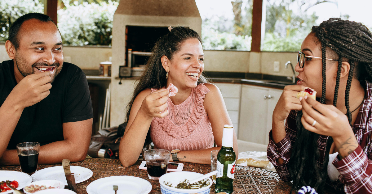 Group of friends enjoying a meal together
